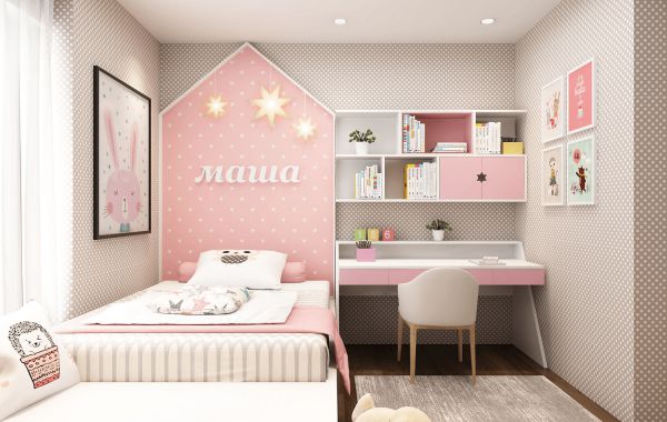Thiết kế phòng ngủ cho bé gái trở nên ấn tượng - Mẫu 1