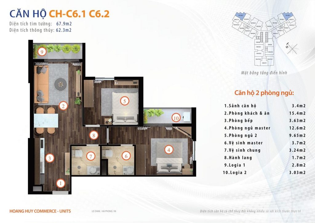 Thiết kế căn hộ dự án Hoàng Huy Commerce