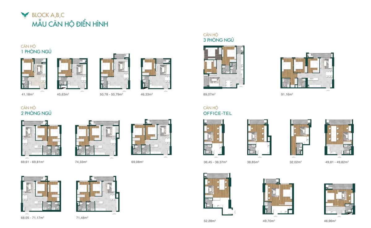 Thiết kế căn hộ Block A, B, C