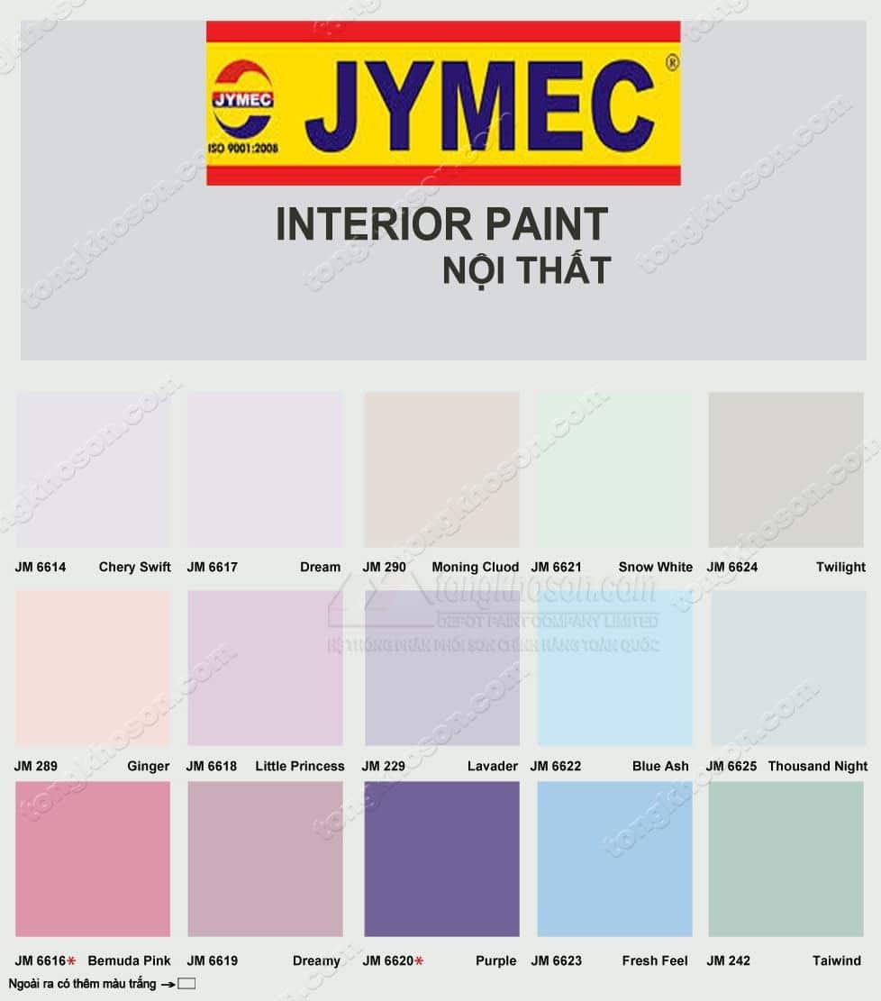 Bảng màu sơn JYMEC nội thất