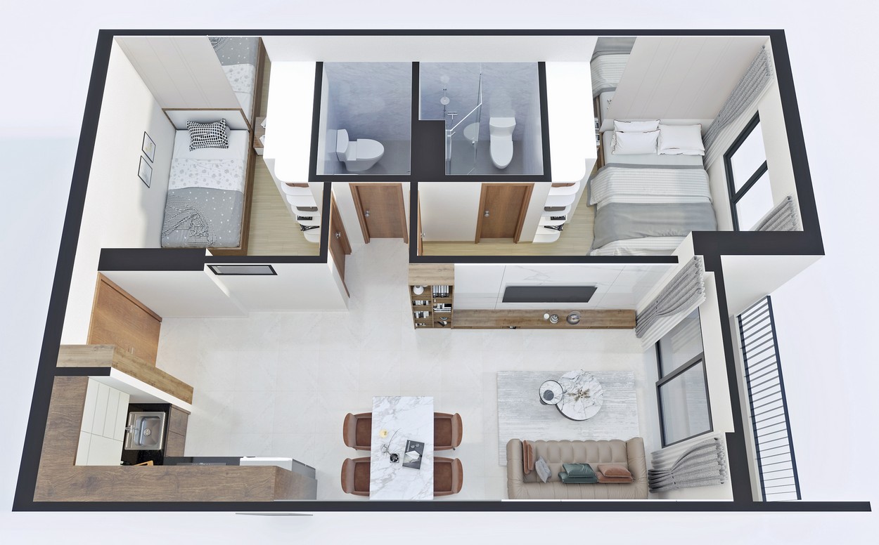 Thiết kế căn hộ Bcons Sala mẫu A3