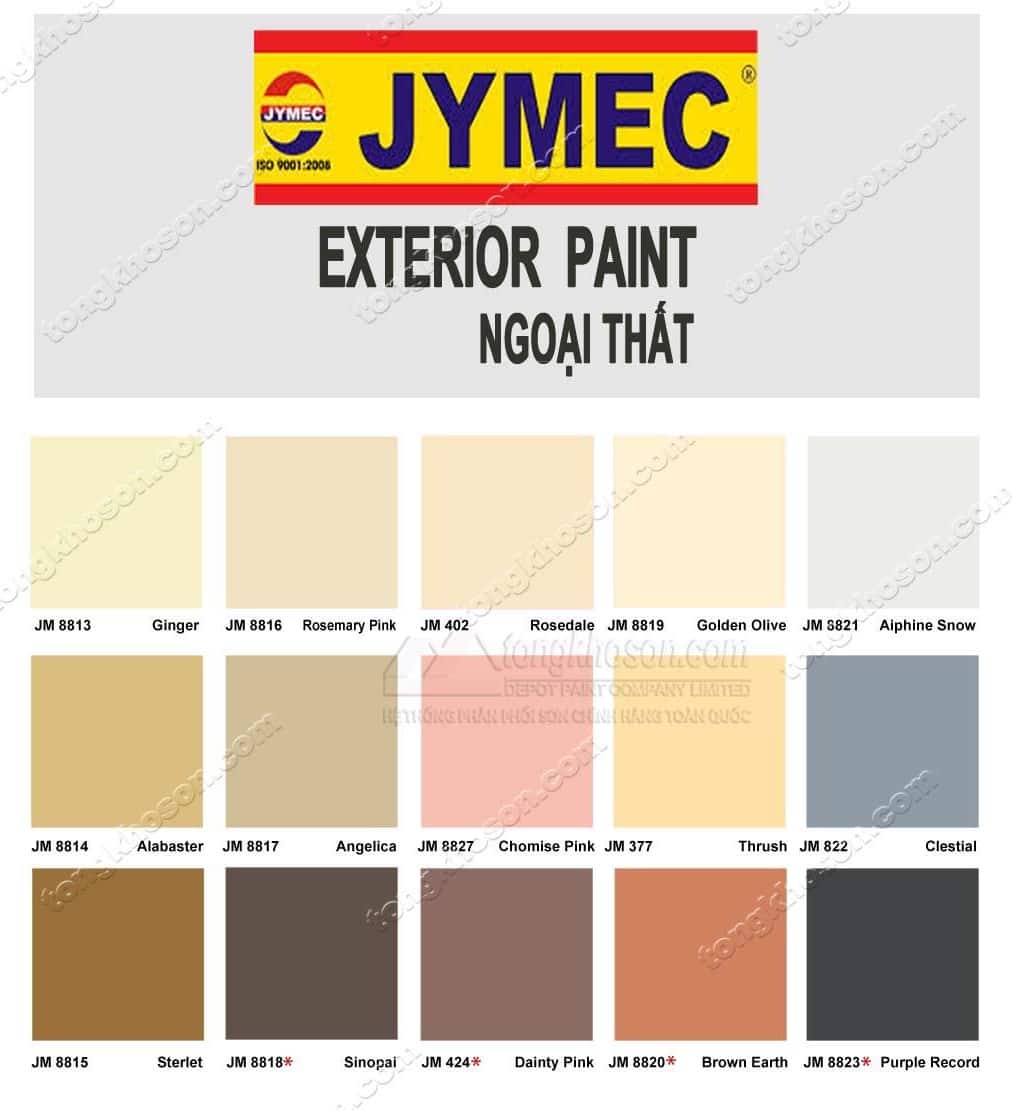 Bảng màu sơn JYMEC ngoại thất
