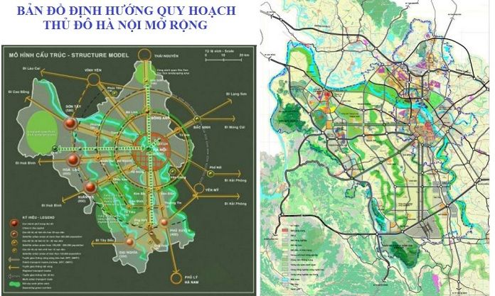Bản đồ định hướng quy hoạch thủ đô Hà Nội mở rộng 