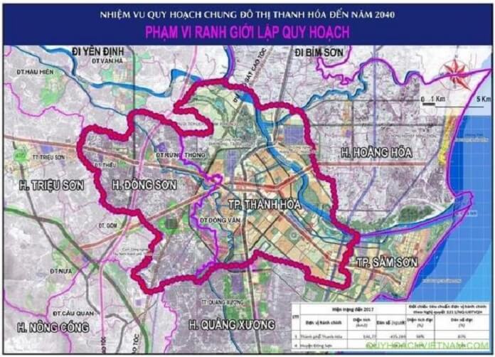 Ranh giới thiết lập quy hoạch thành phố Thanh Hóa